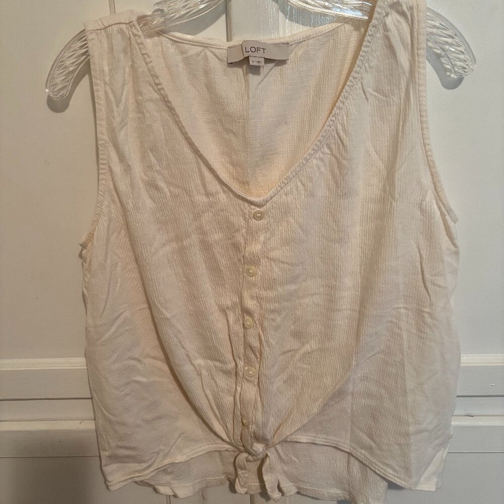 M Loft Ivory Tie Front Tank Top